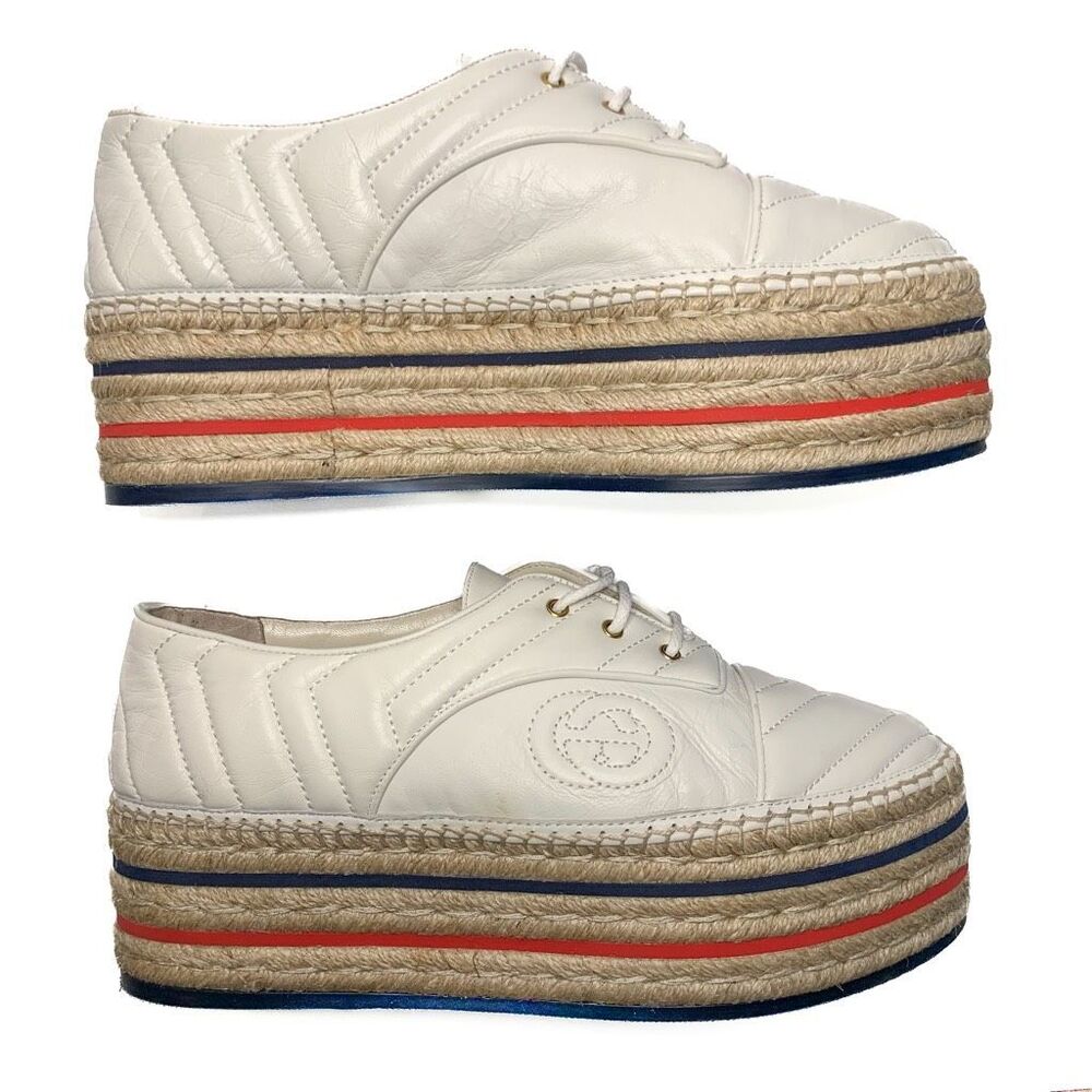 Gucci White Espadrilles with Multicolor Stripes - Picture 9 of 12